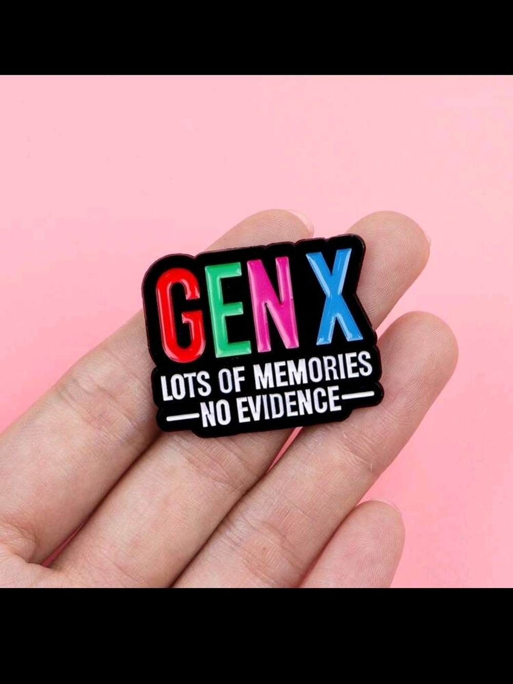 GEN X Colorful Enamel Pin - Pink/Red/Green/Blue Accent